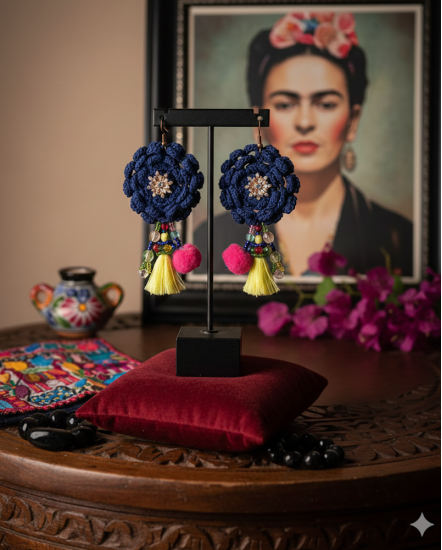 Dizajnové náušnice "Frida - Mexický temperament"